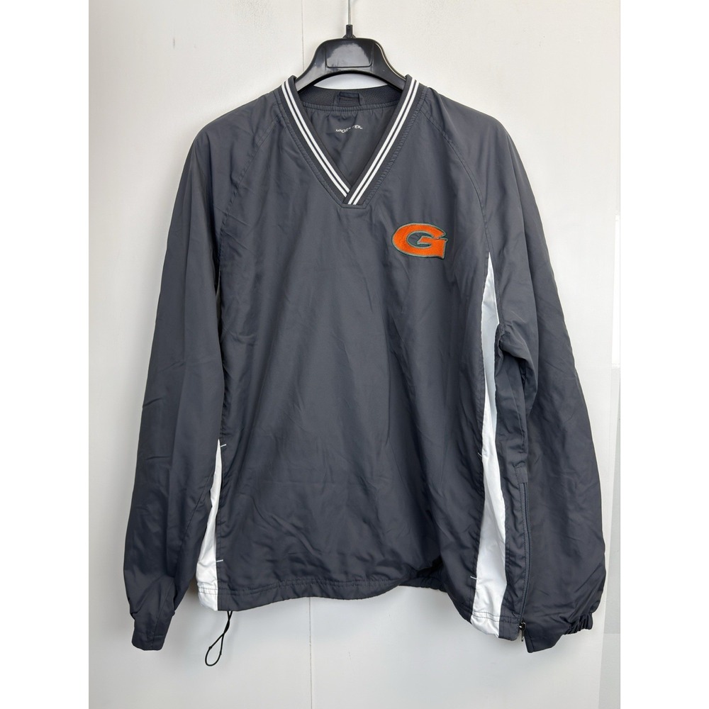 Sport‎ Tek V neck Pullover Windbreaker Men's XL Grey Jacket Pockets Side Zip
